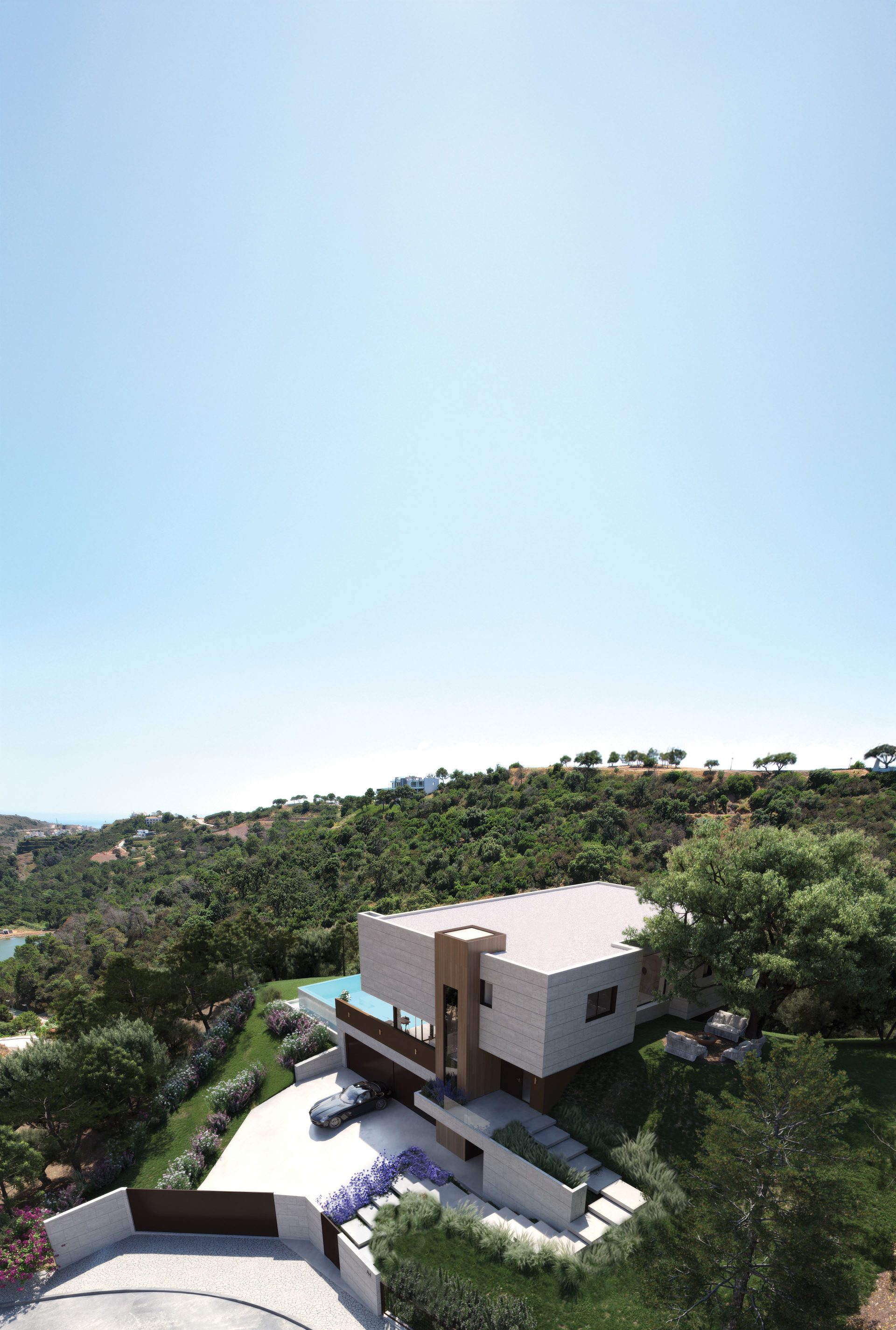 Vista aérea de la villa y parcela