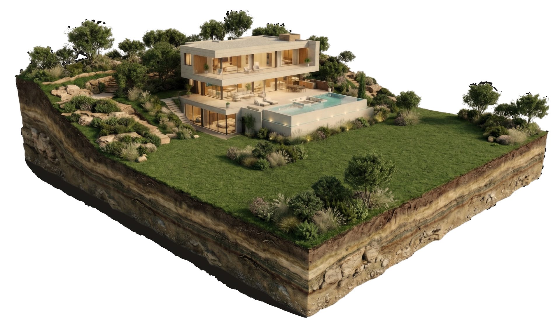 Maqueta 3D de la parcela